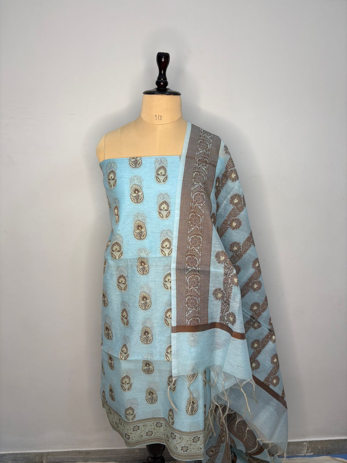 banarasi cotton suit color sigreen