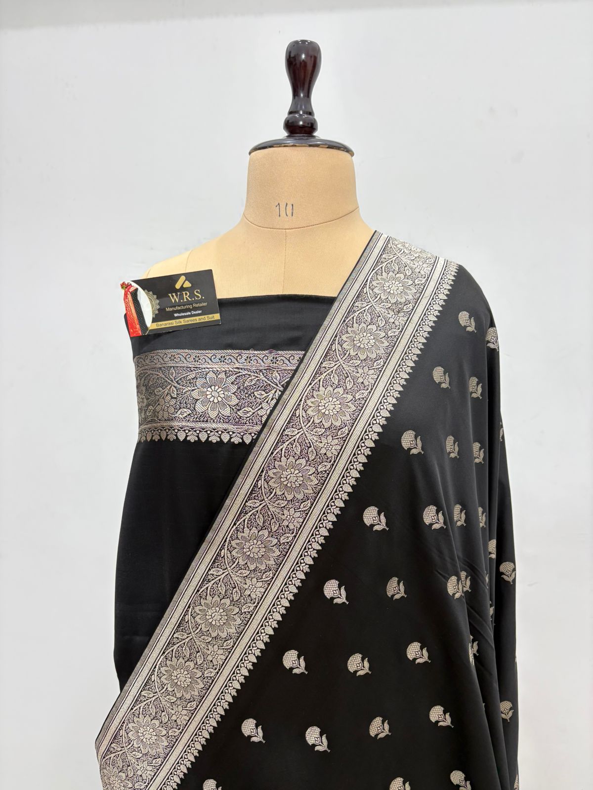 black mushru banarasi soft saree buti