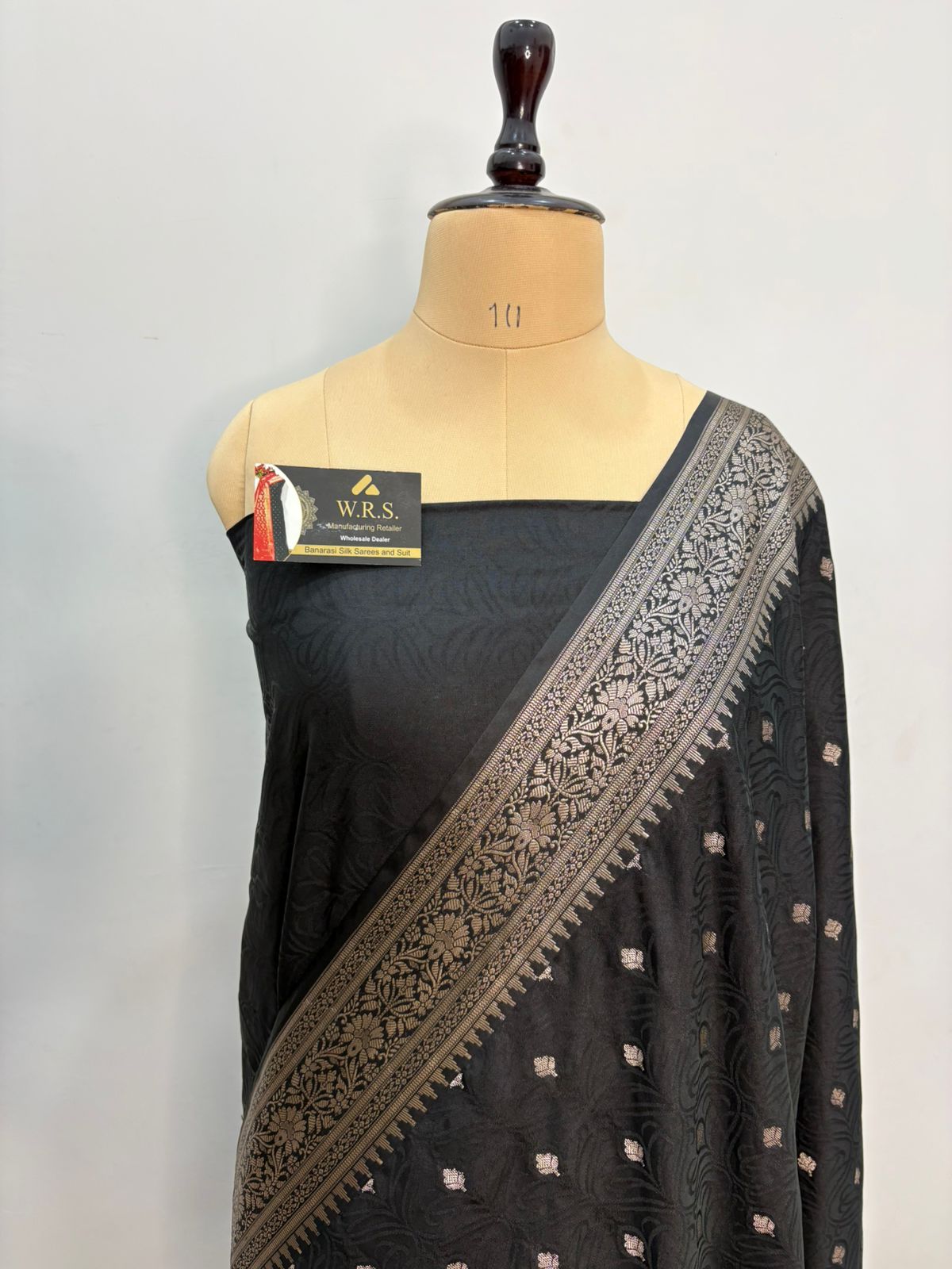 black tussar banarasi silk saree water zari