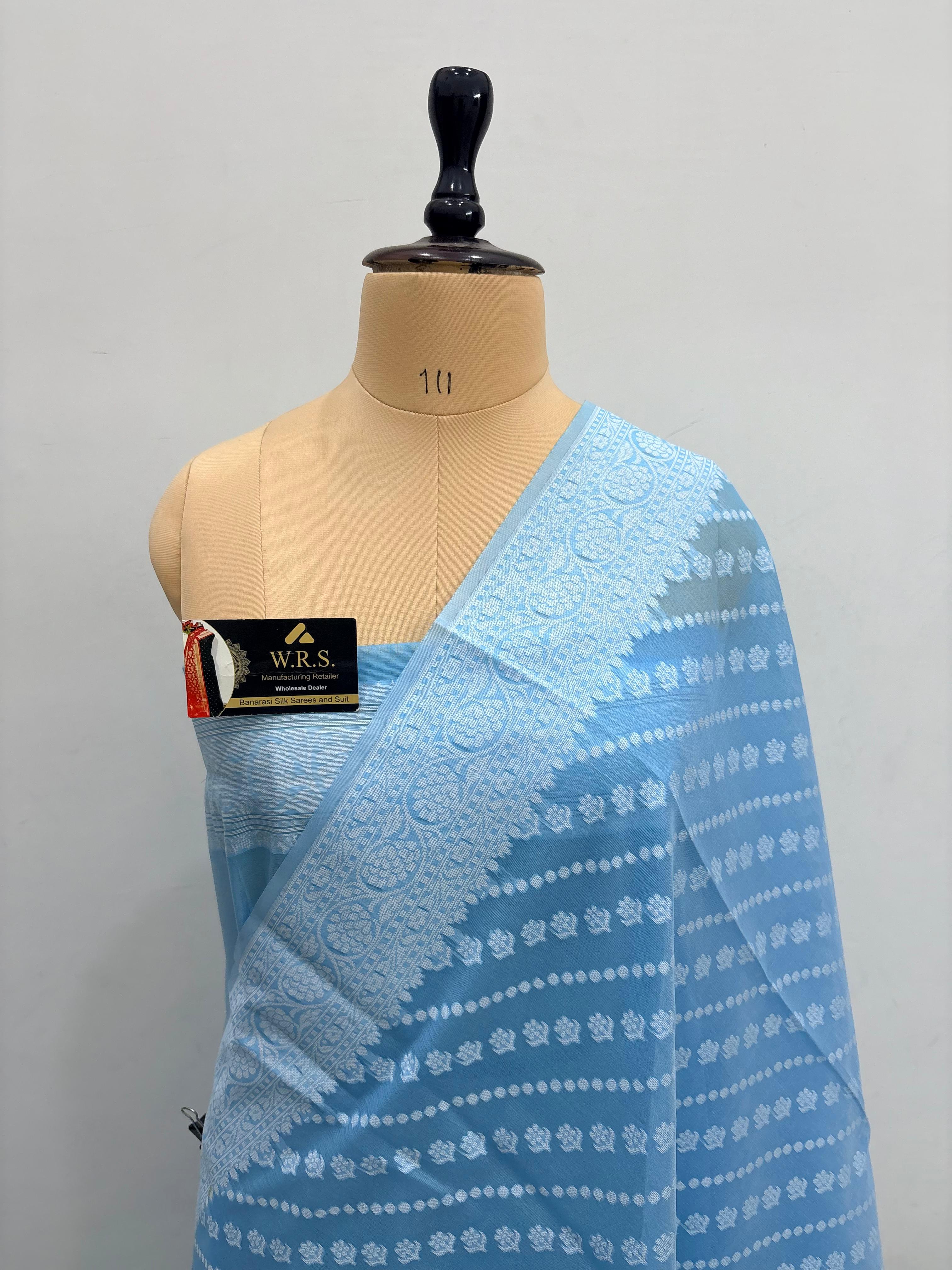 Firozi cotton ada buti banarasi soft saree