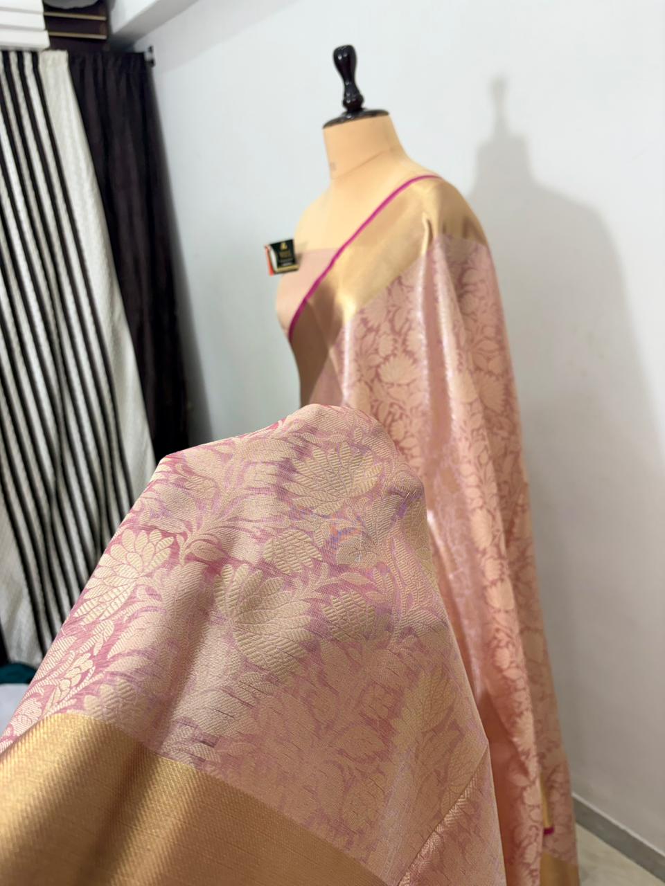 pink tanchhui jal banarasi silk saree