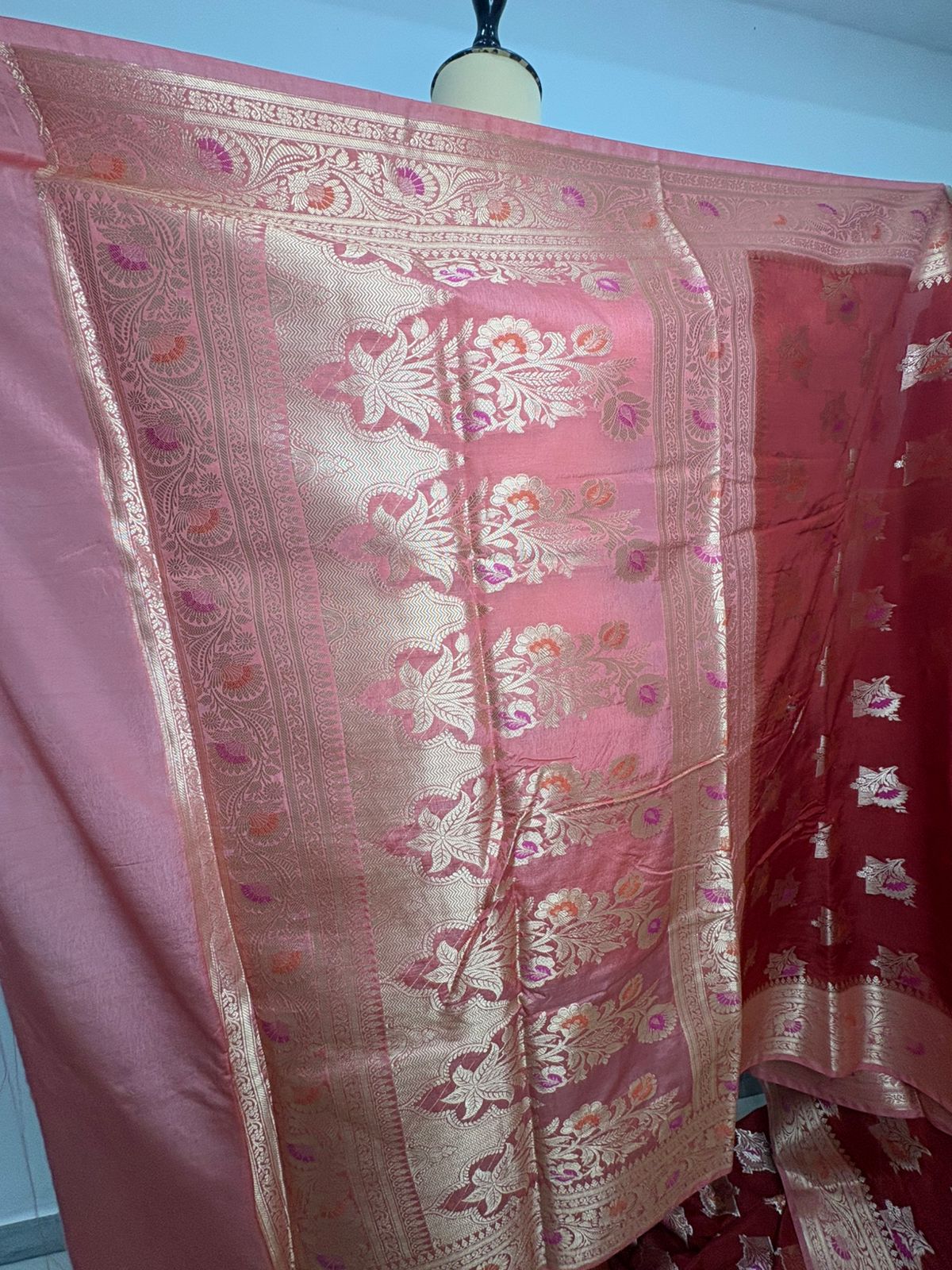Banarasi katan doopiyan silk alfi minedar gold water zari