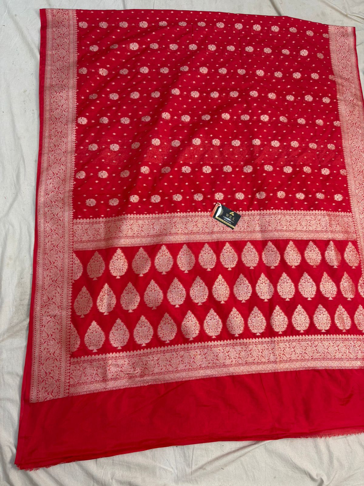 banarasi katan georgatte saree buti ; color red