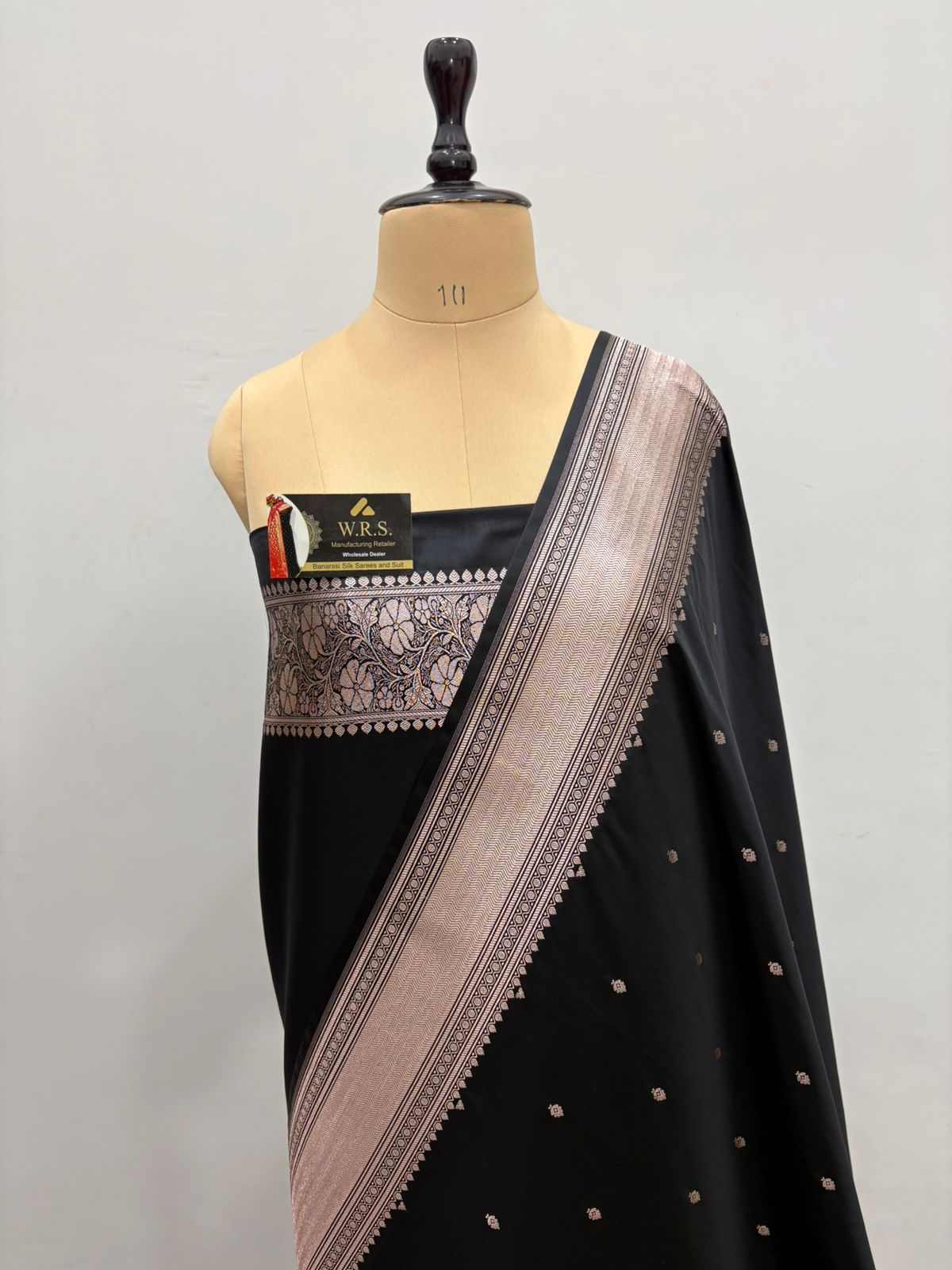 banarasi katan masroom silk black lite copur zari
