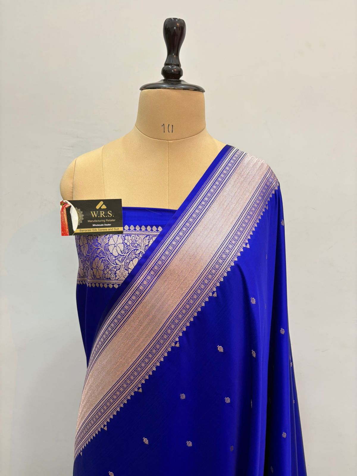 banarasi katan masroom silk royal blue buti copure zari