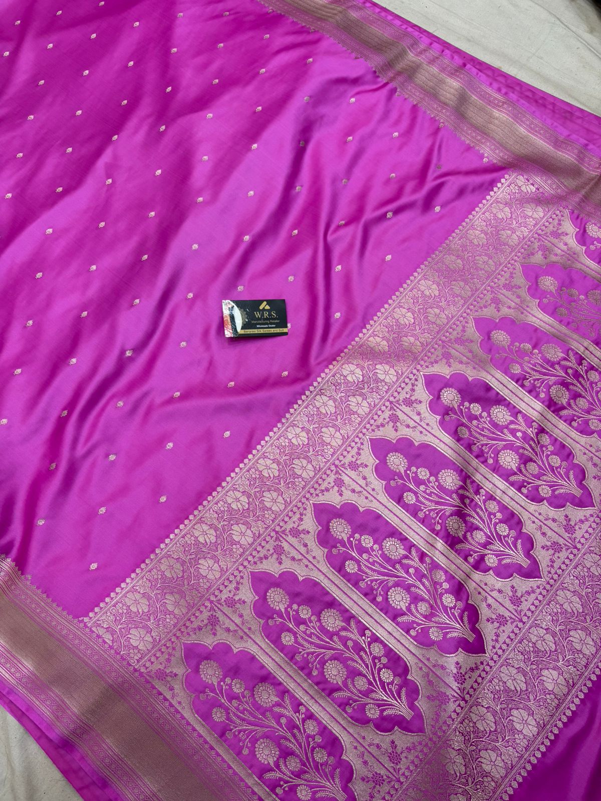 banarasi katan silk masroom beby pink zari lite copur