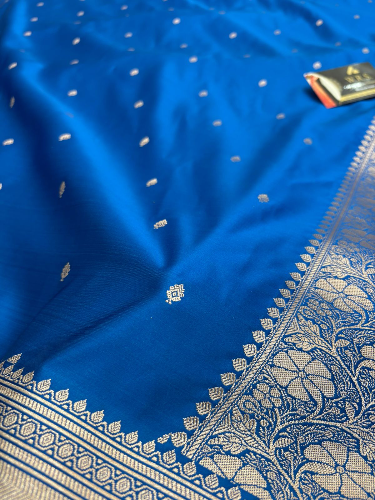 banarasi katan silk turquoise lite copur zari