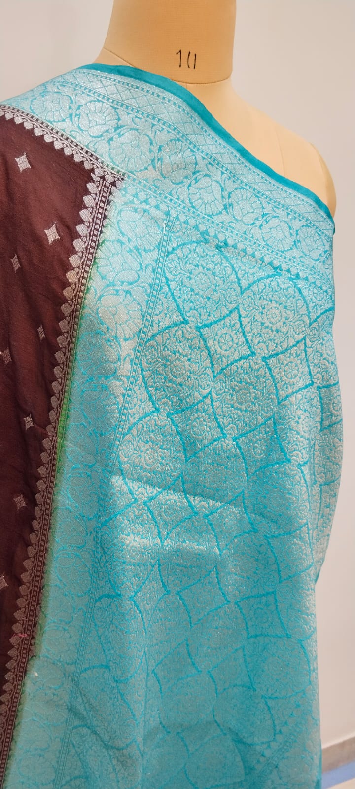 banarasi soft katan geargatte saree  anchal bodar firoz pot  braun