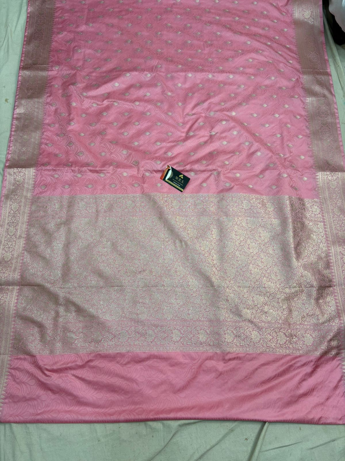 beby pink tussar banarasi silk saree water gold zari