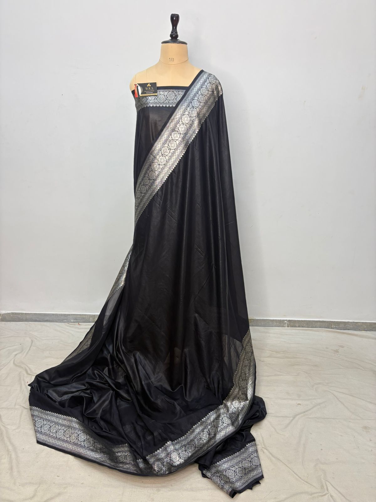 black katan silk saree silver zari