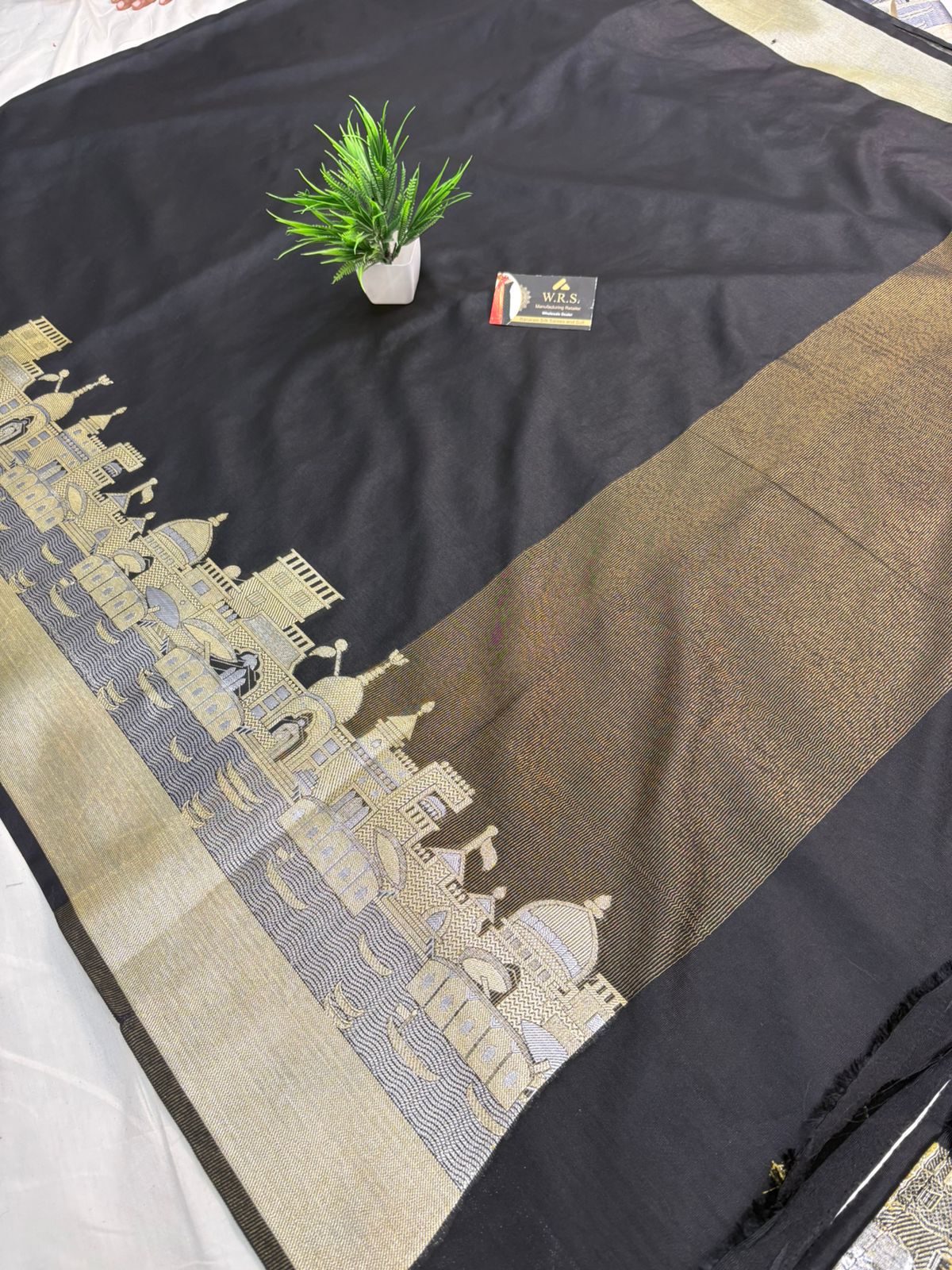 black katan silk shine saree