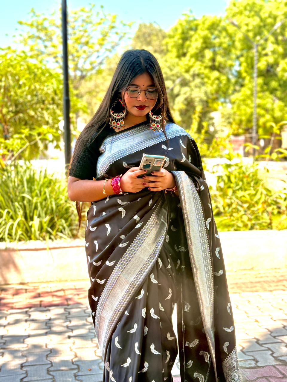black mushru banarasi silk saree