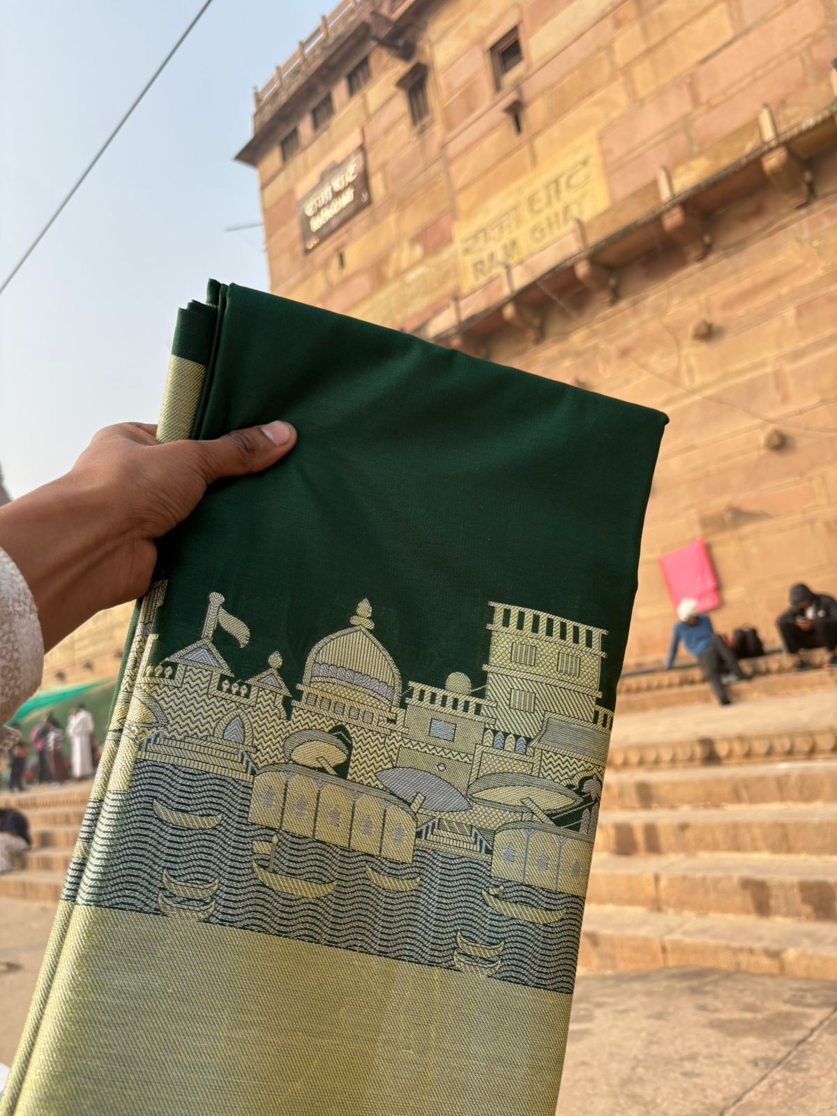 bottal green ghat katan silk shine saree