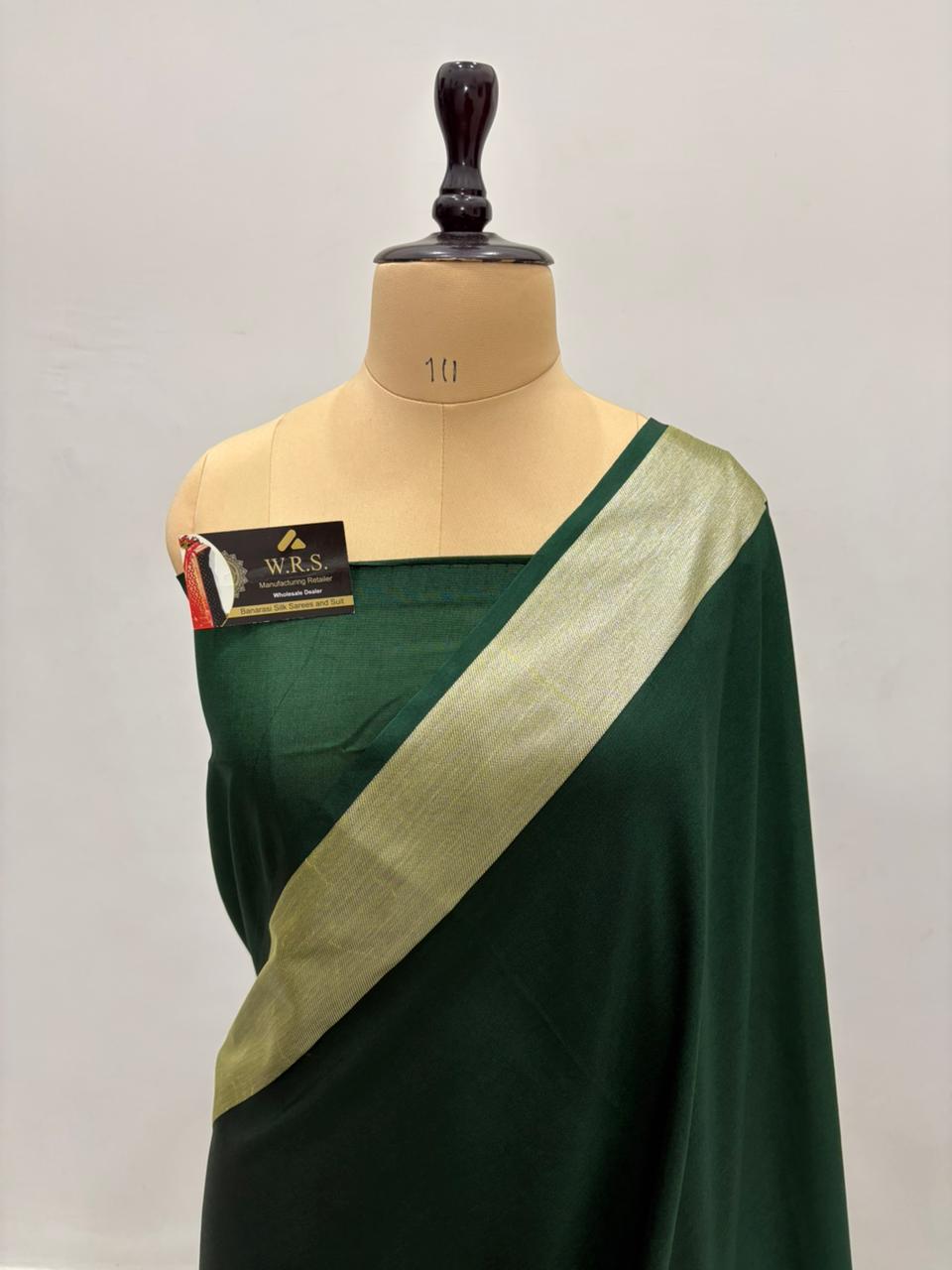 bottal green ghat katan silk shine saree