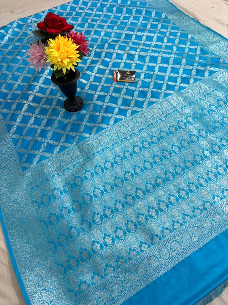 firozi banarasi katan georgutte saree ground jal