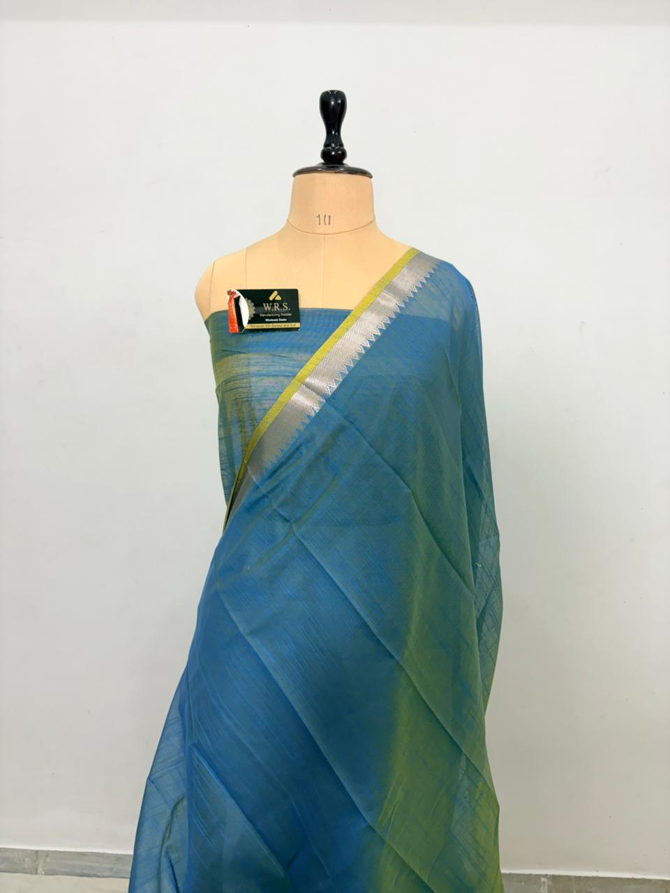 Firozi cotton banarasi silk saree