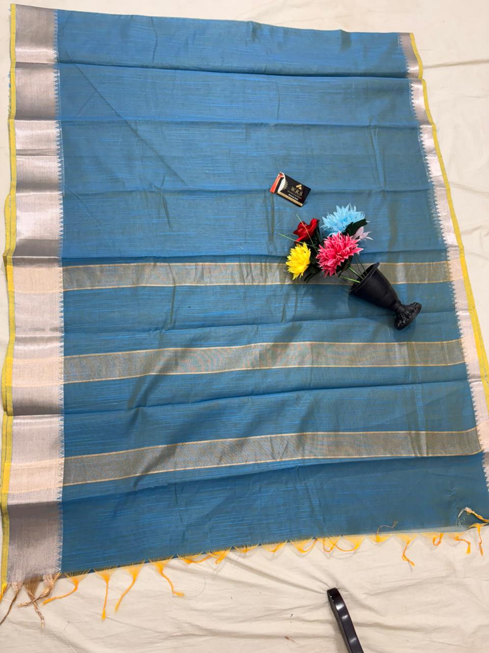 Firozi cotton banarasi silk saree