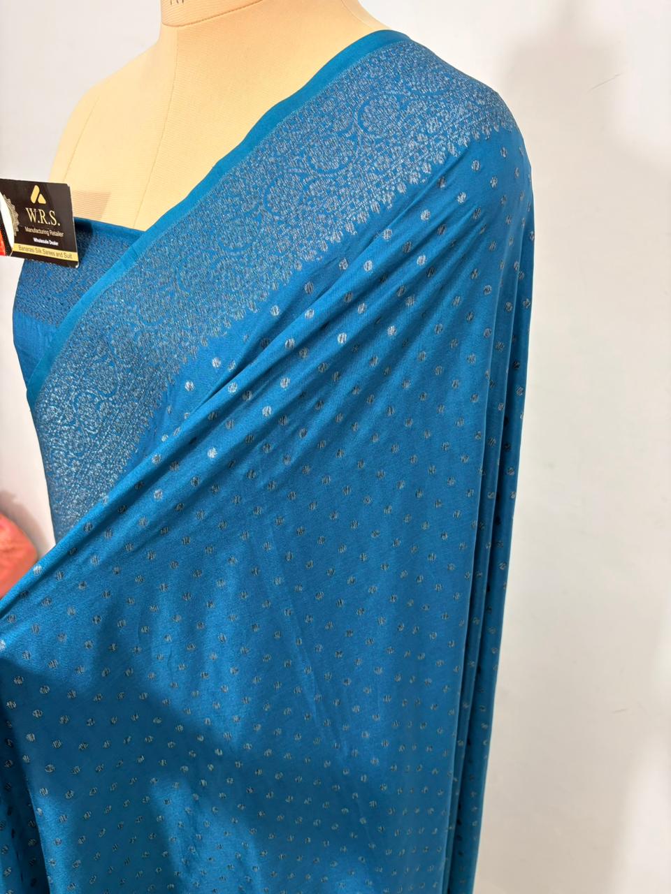 Firozi dana buti katan georgette banarasi silk saree