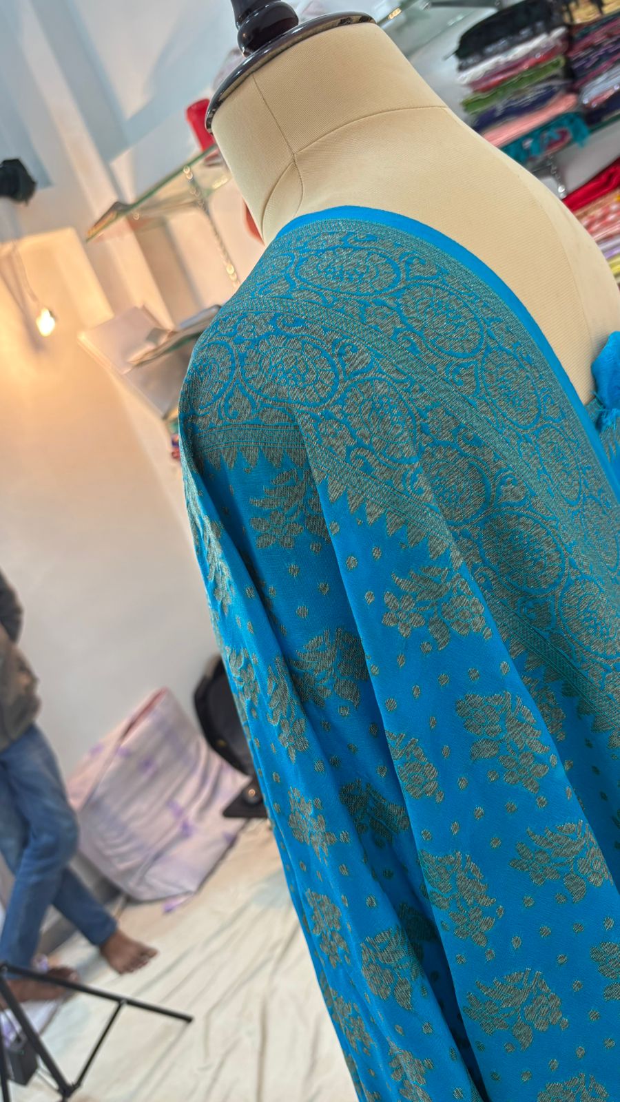 firozi katan banarasi silk saree antique zari