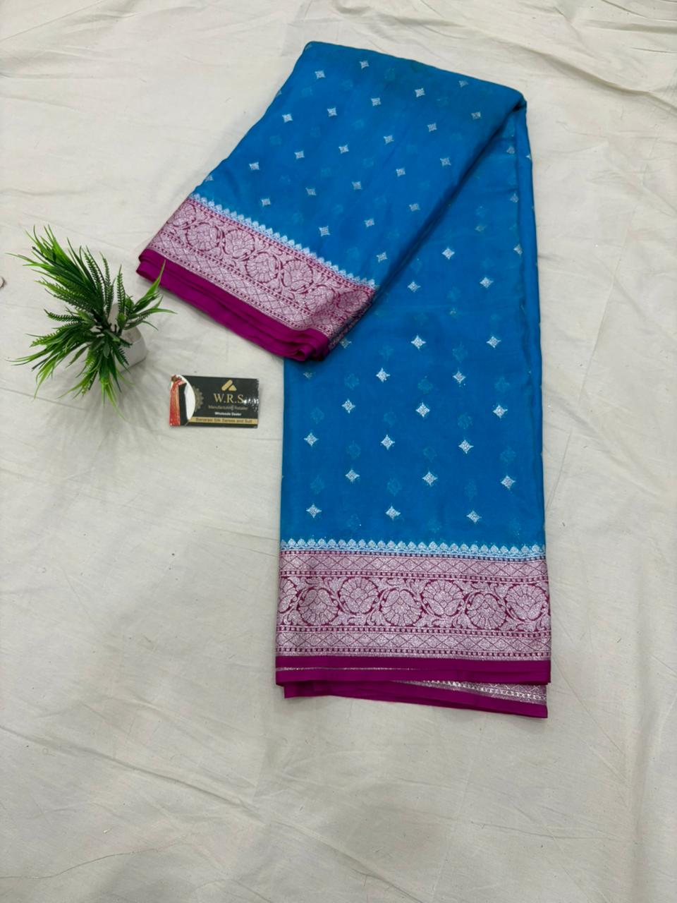 firozi magenta katan georgutte saree