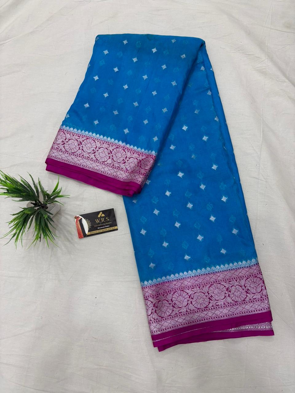 firozi magenta katan georgutte saree