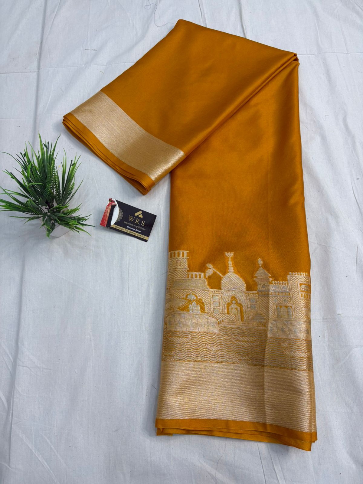 ghat mustard katan silk shine saree