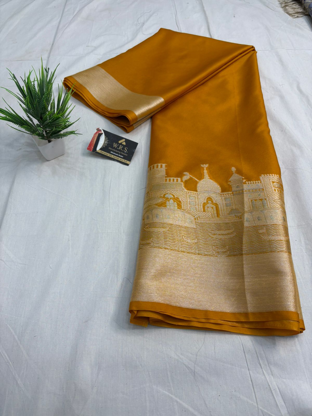 ghat mustard katan silk shine saree