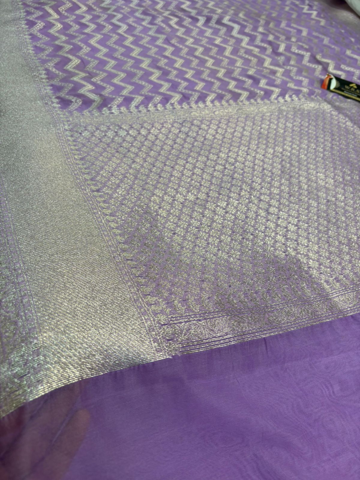 lawander katan silk saree  silver zari