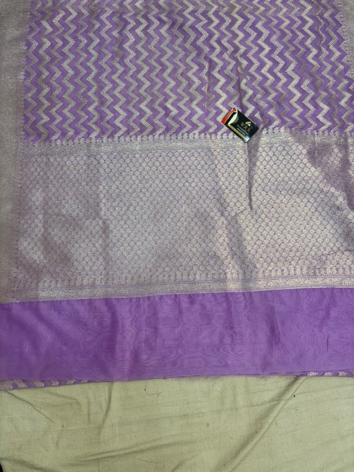lawander katan silk saree  silver zari