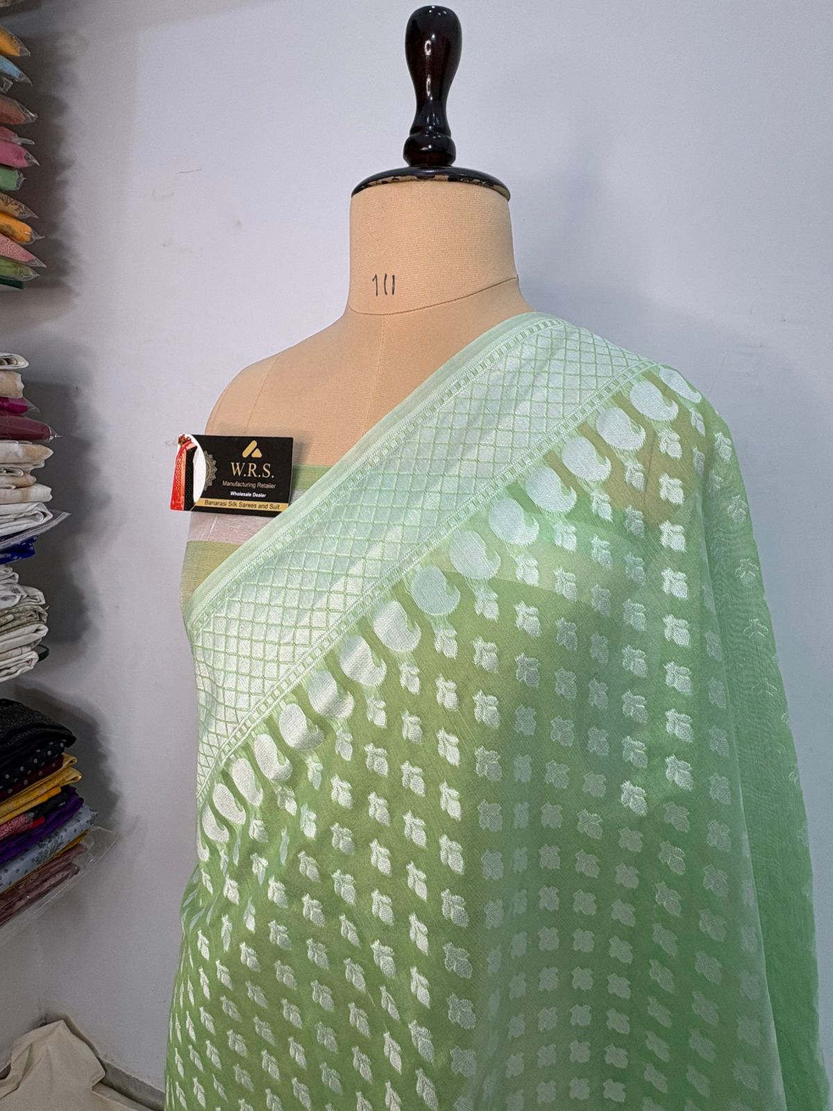 lite pista cotton saree