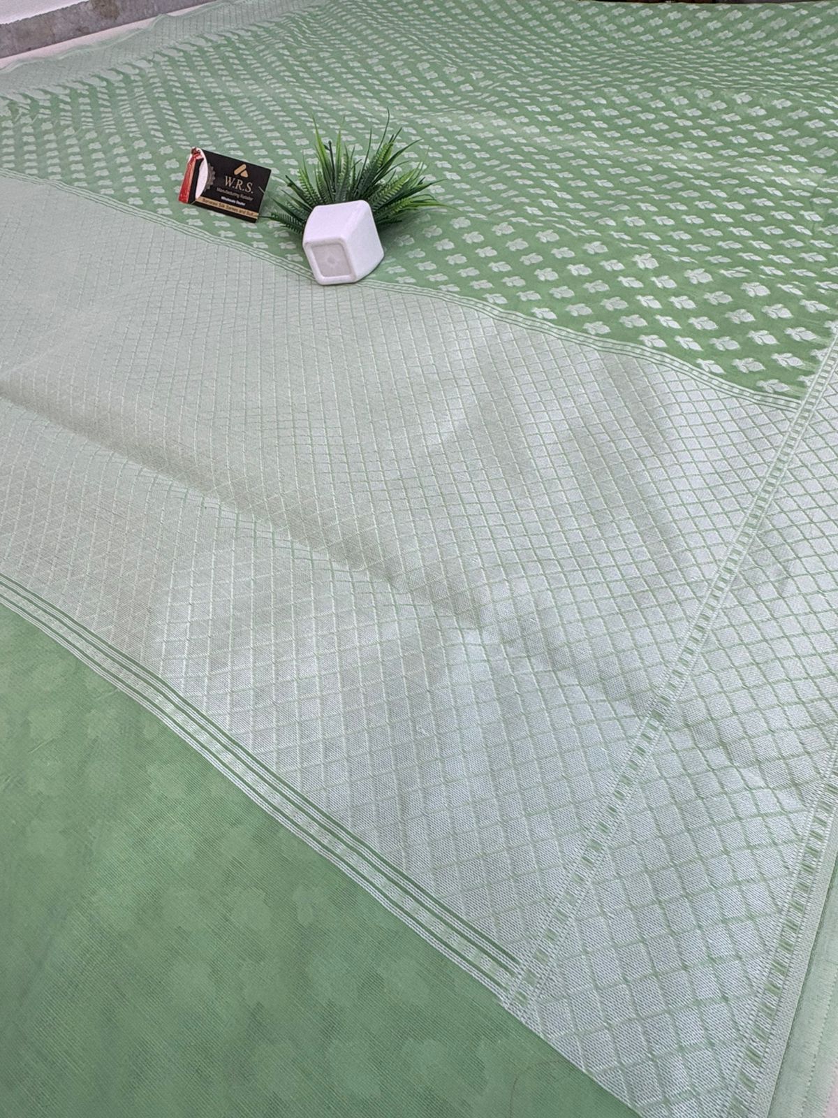 lite pista cotton saree