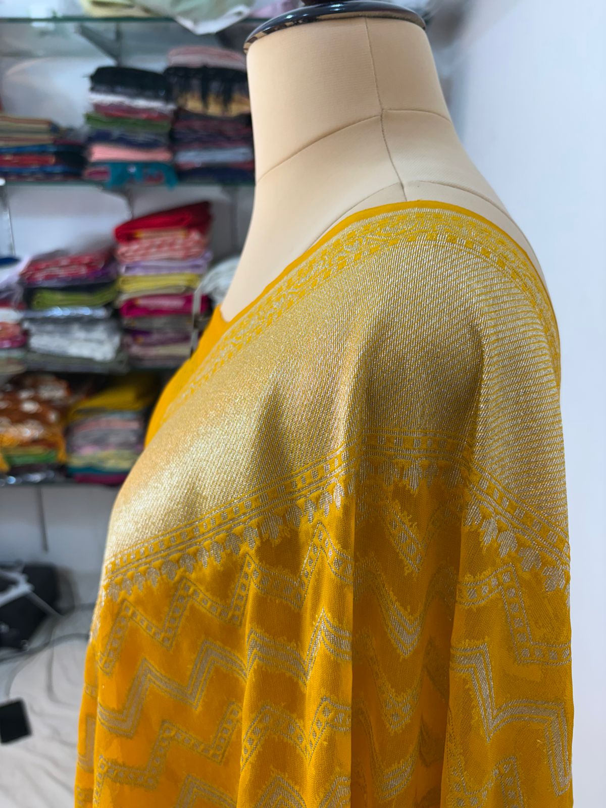 mustard katan banarasi silk saree silver