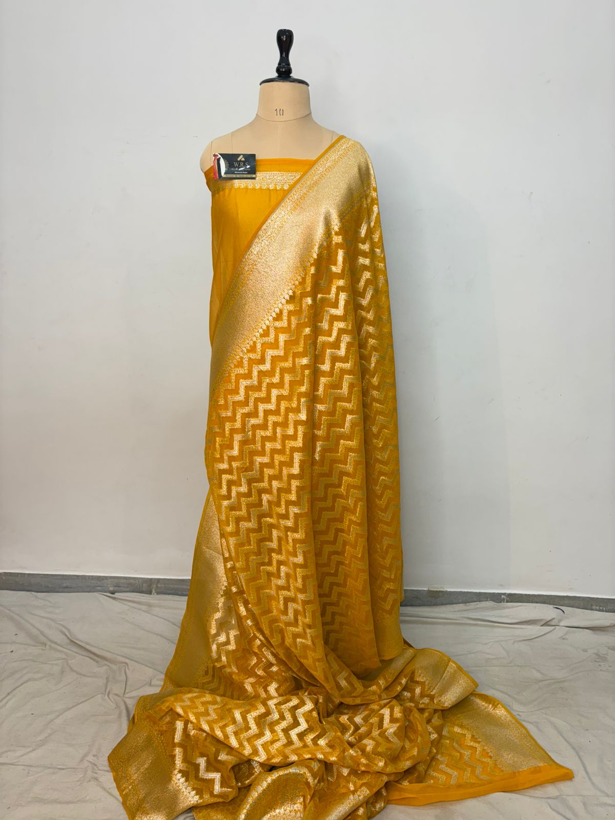 mustard katan banarasi silk saree silver