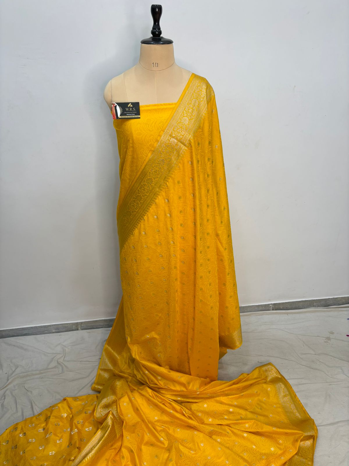 mustard tussar banarasi silk saree water gold zari