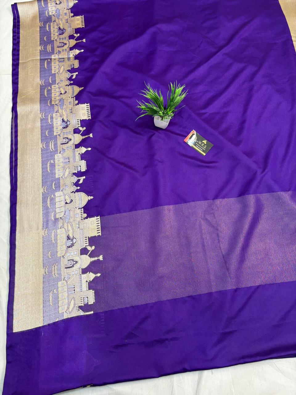 nevy blue ghat katan silk shine saree