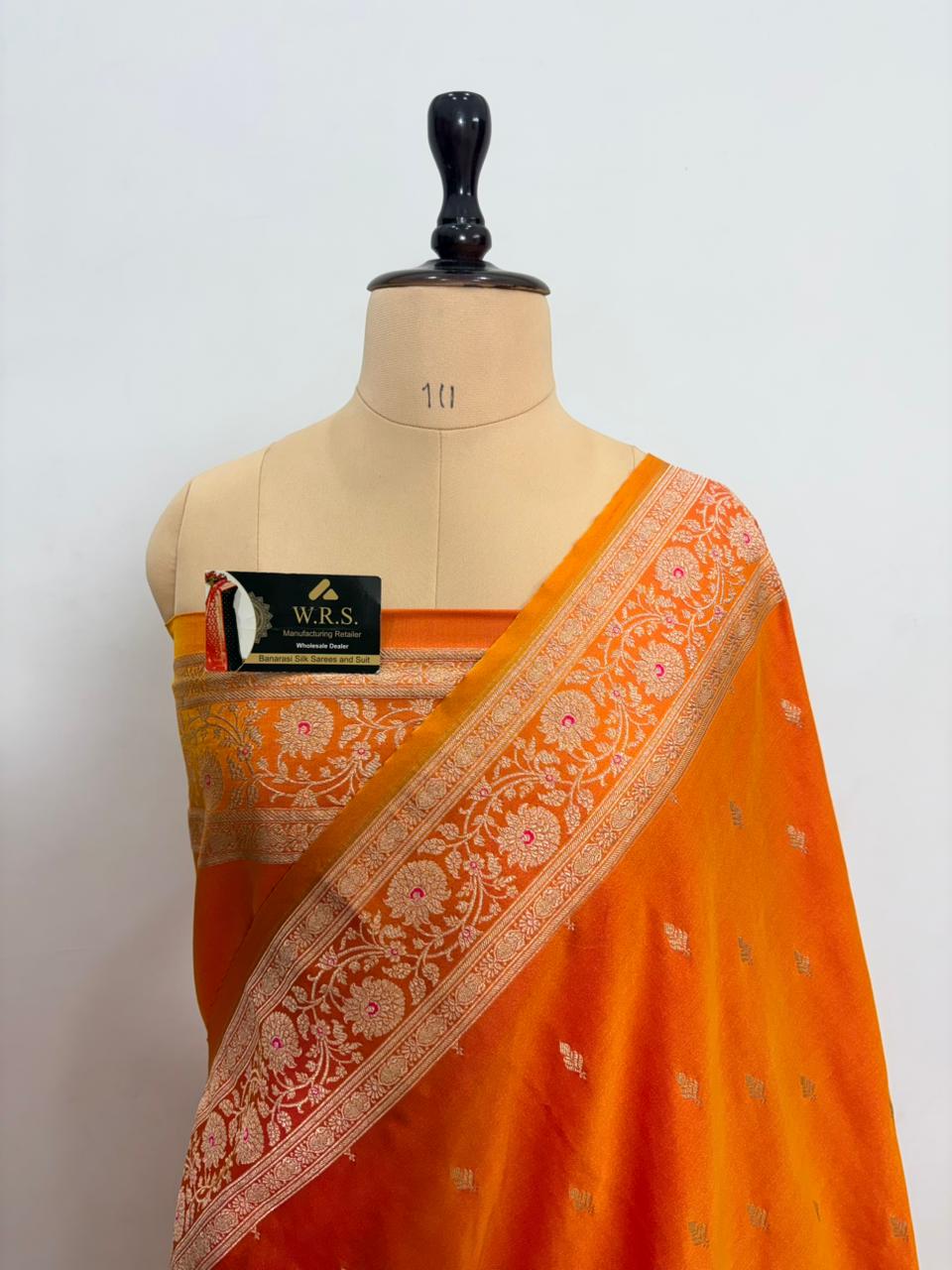 orange katan  banarasi silk saree