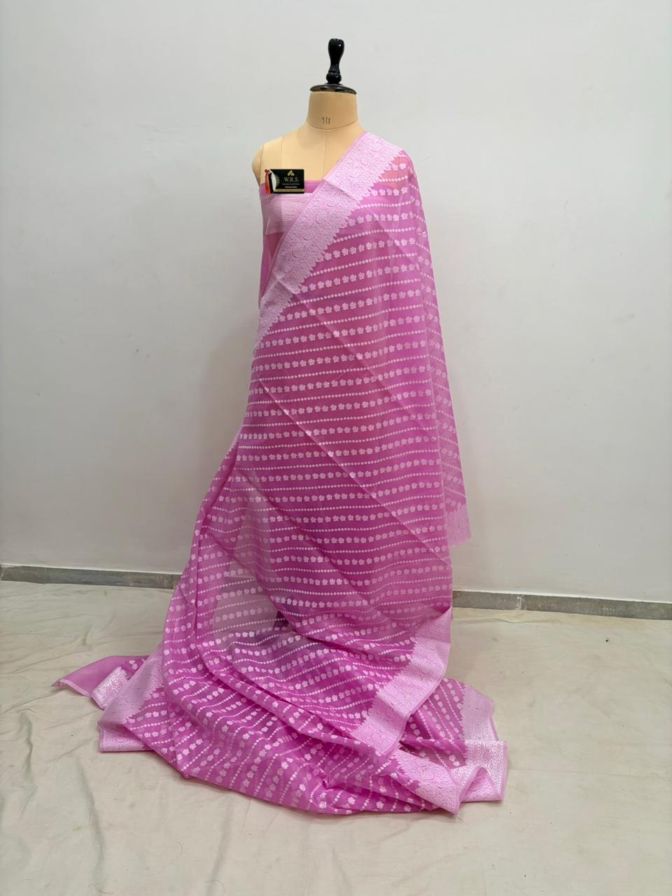 Pink cotton ada buti banarasi soft saree