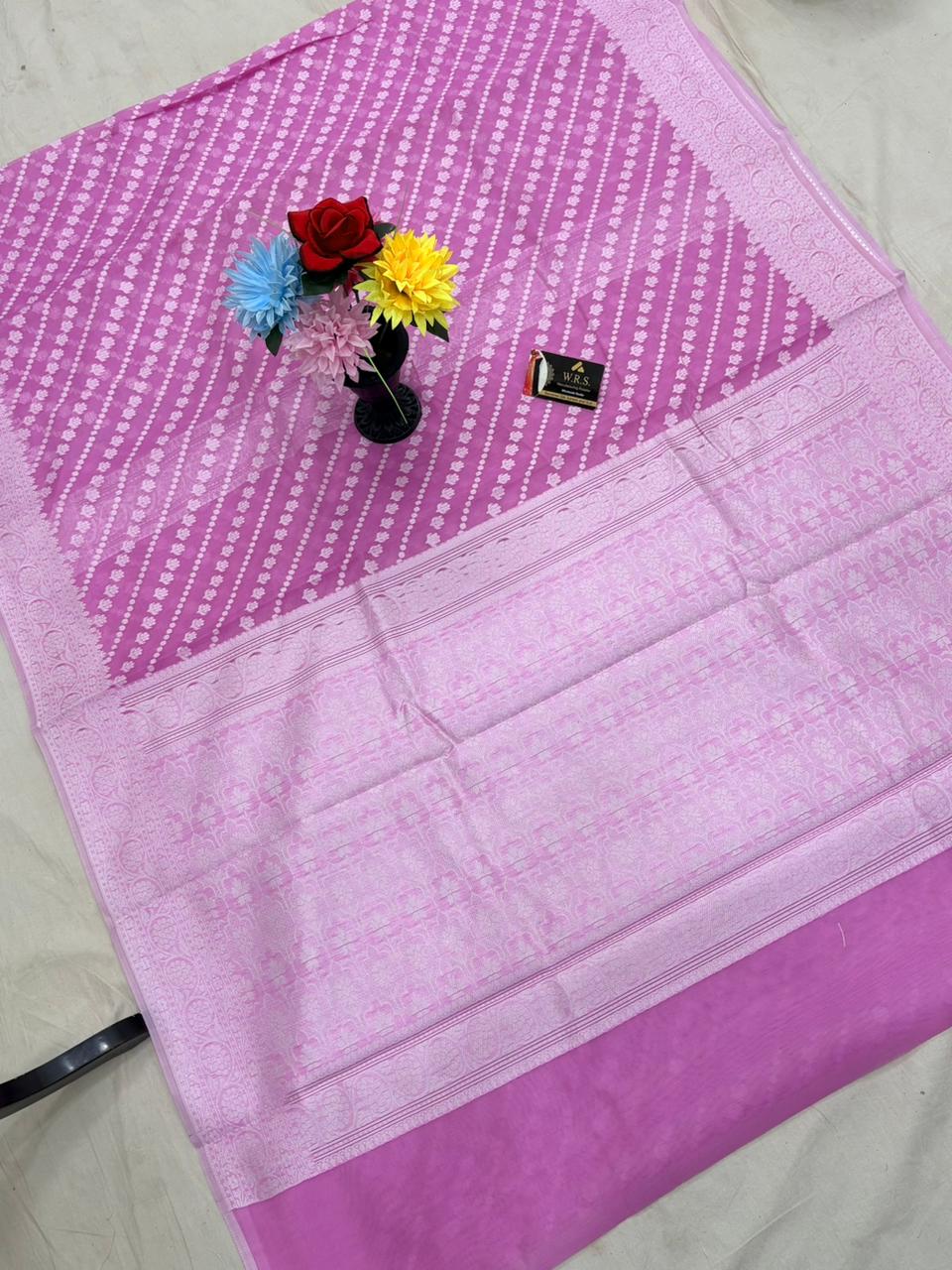 Pink cotton ada buti banarasi soft saree