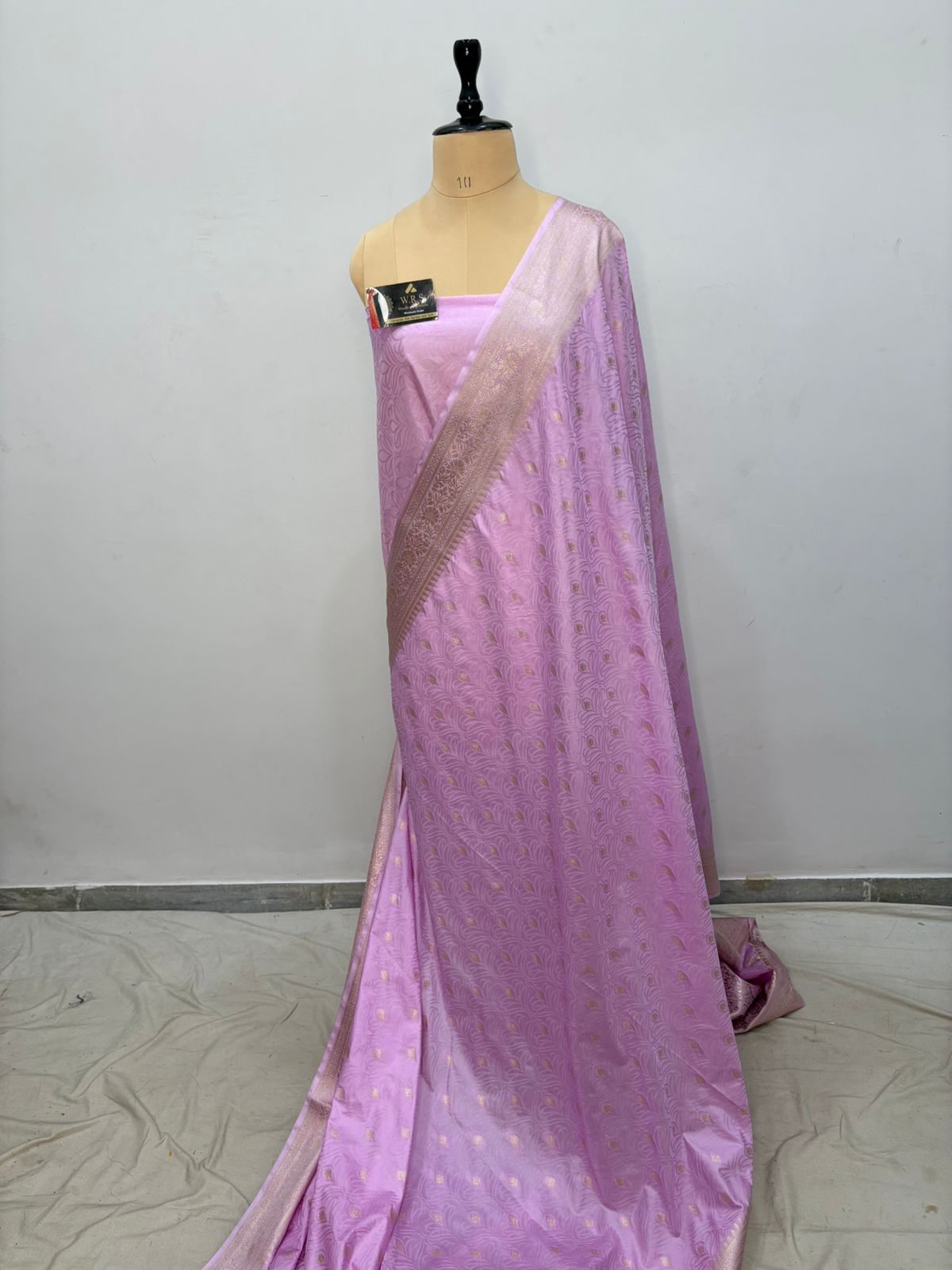 pink tussar banarasi silk saree water gold zari