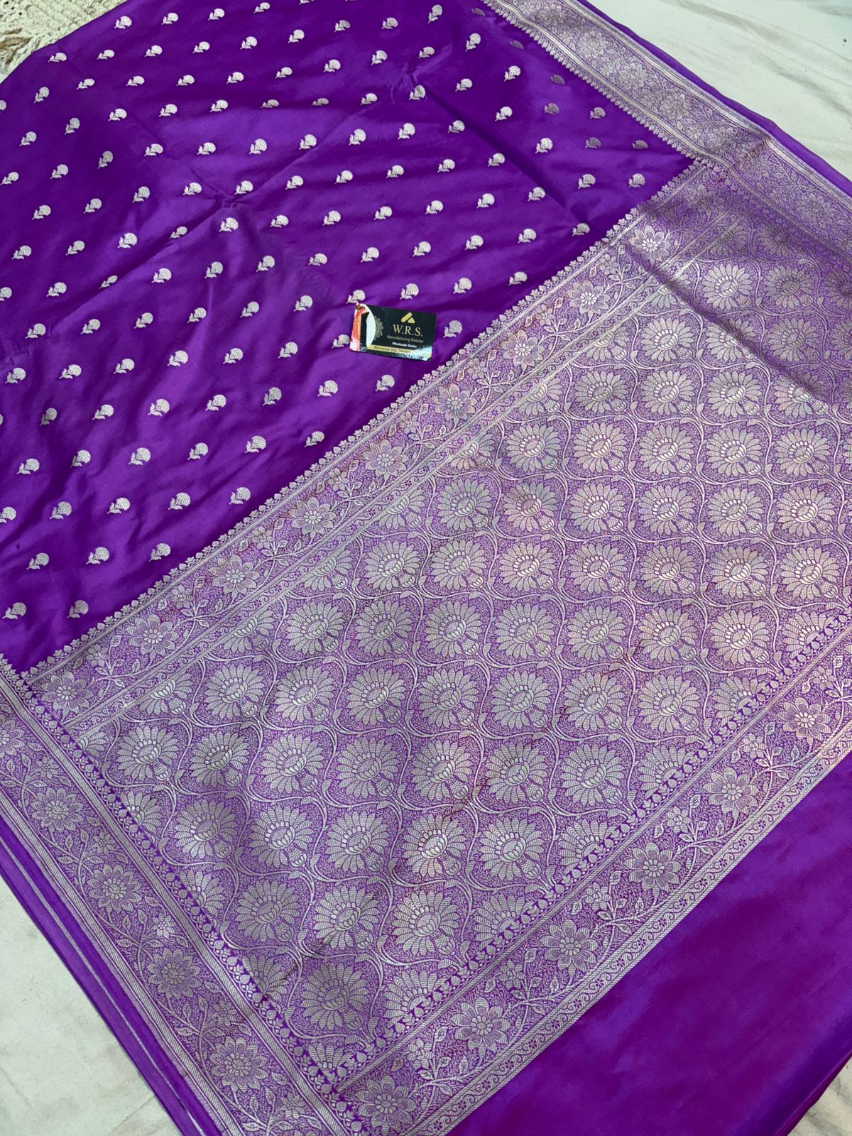 purple mushru silk banarasi saree medium buti