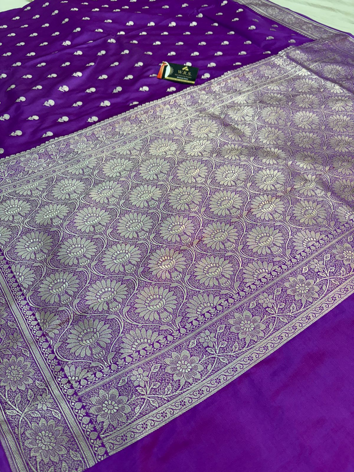 purple mushru silk banarasi saree medium buti
