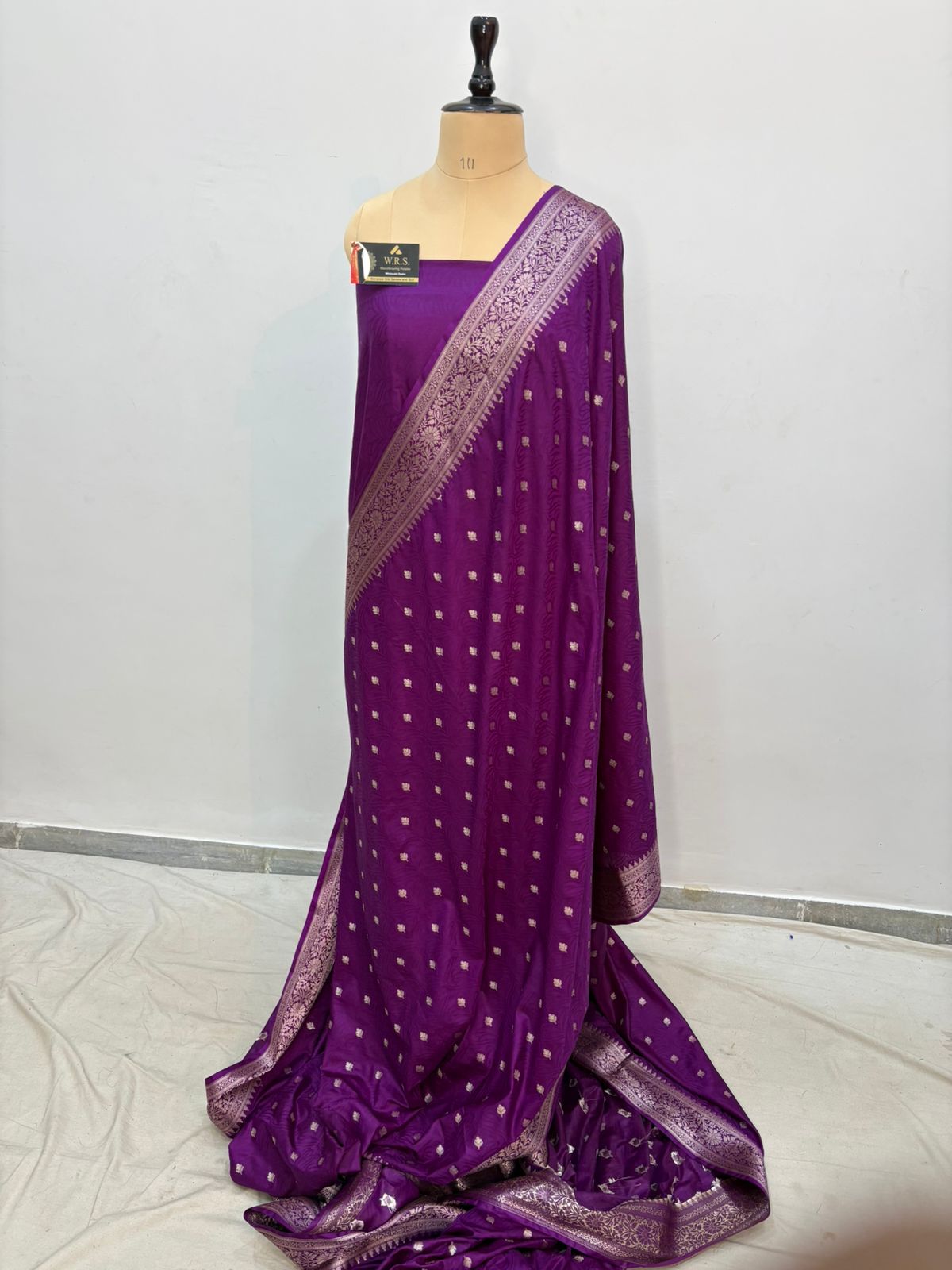 purple tussar banarasi silk saree water zari