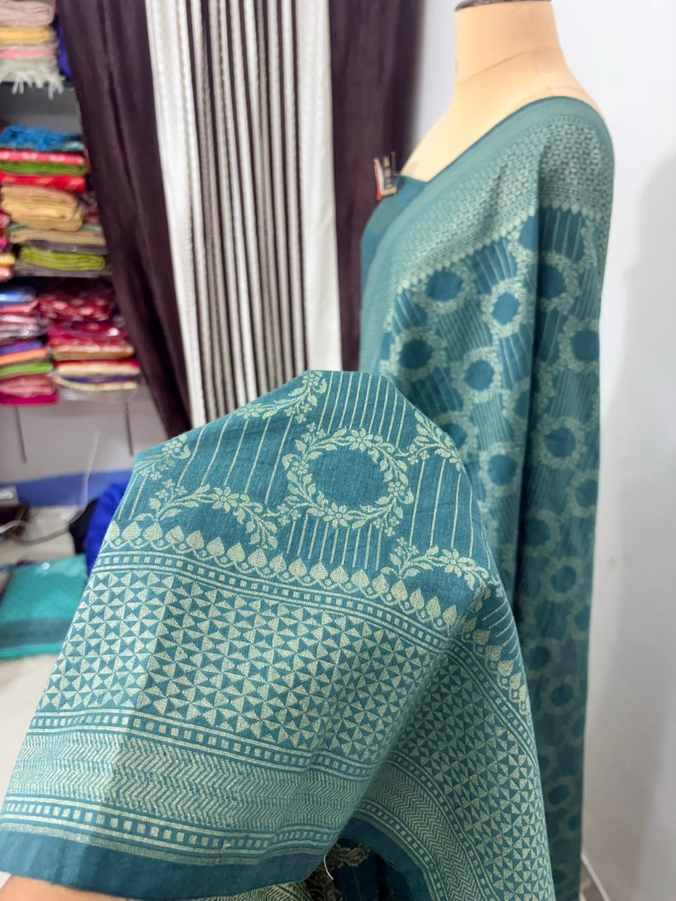 Rama gree katan viscous banarasi silk saree jal