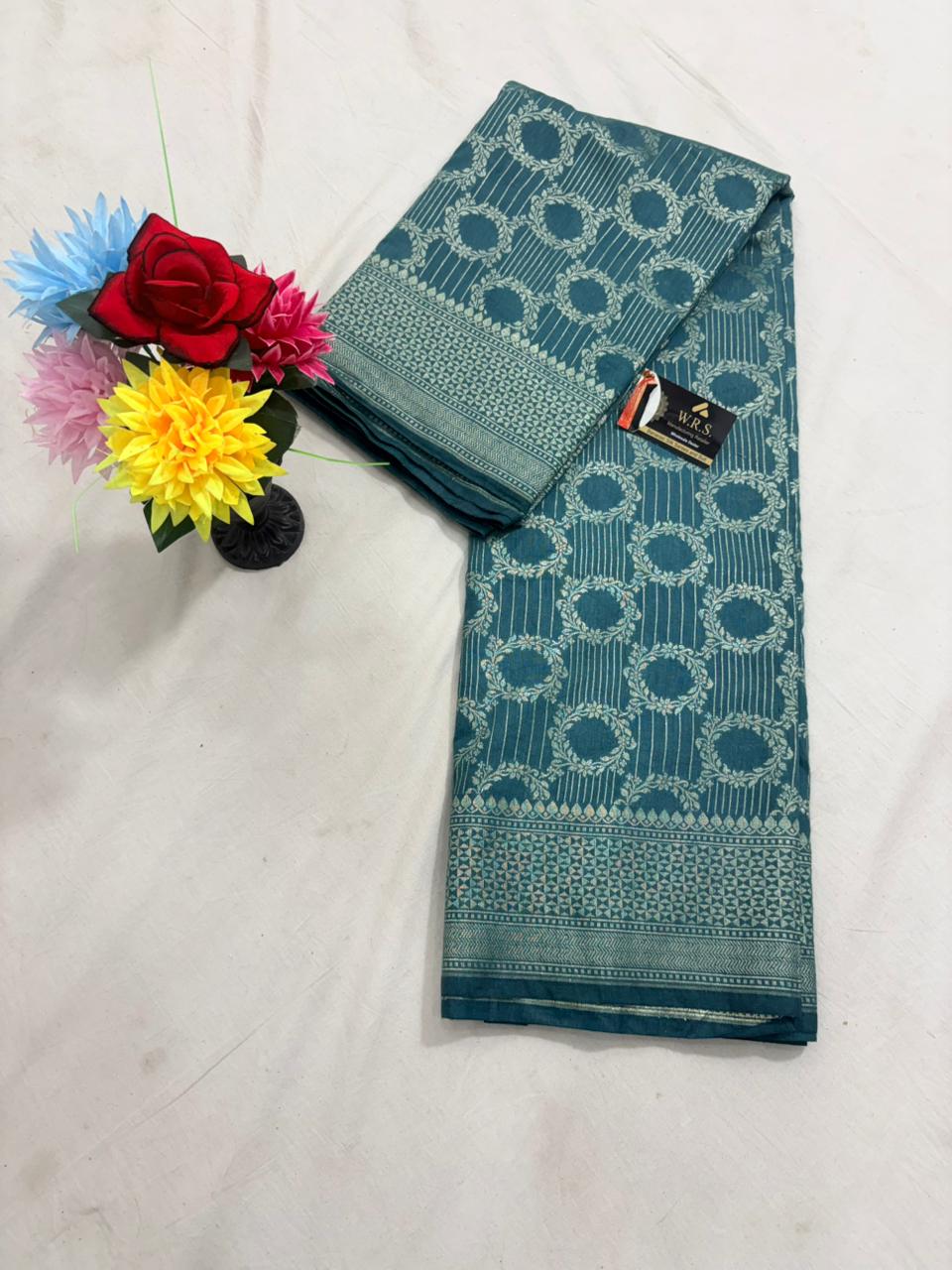 Rama gree katan viscous banarasi silk saree jal