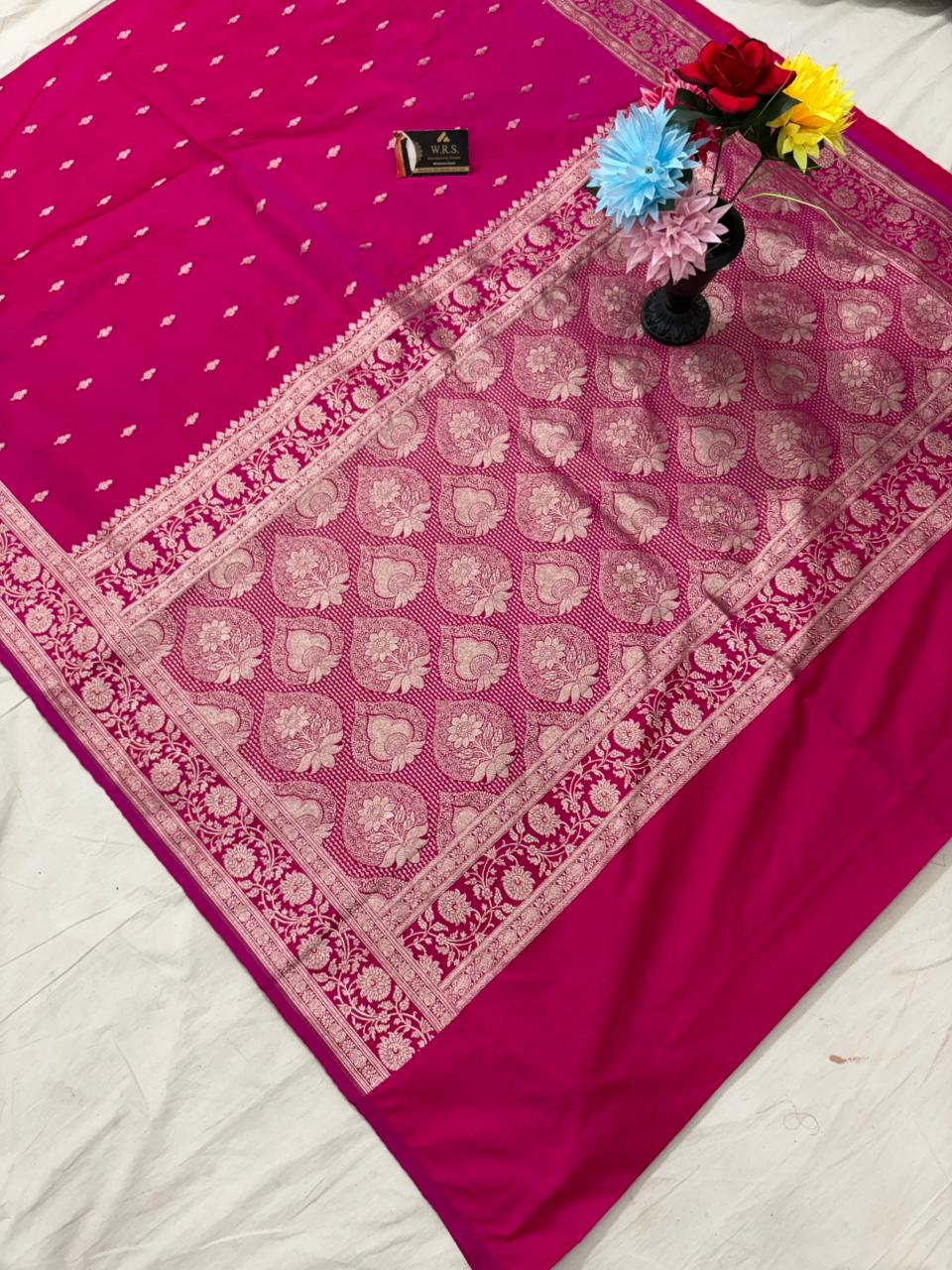 rani katan buti banarasi silk saree