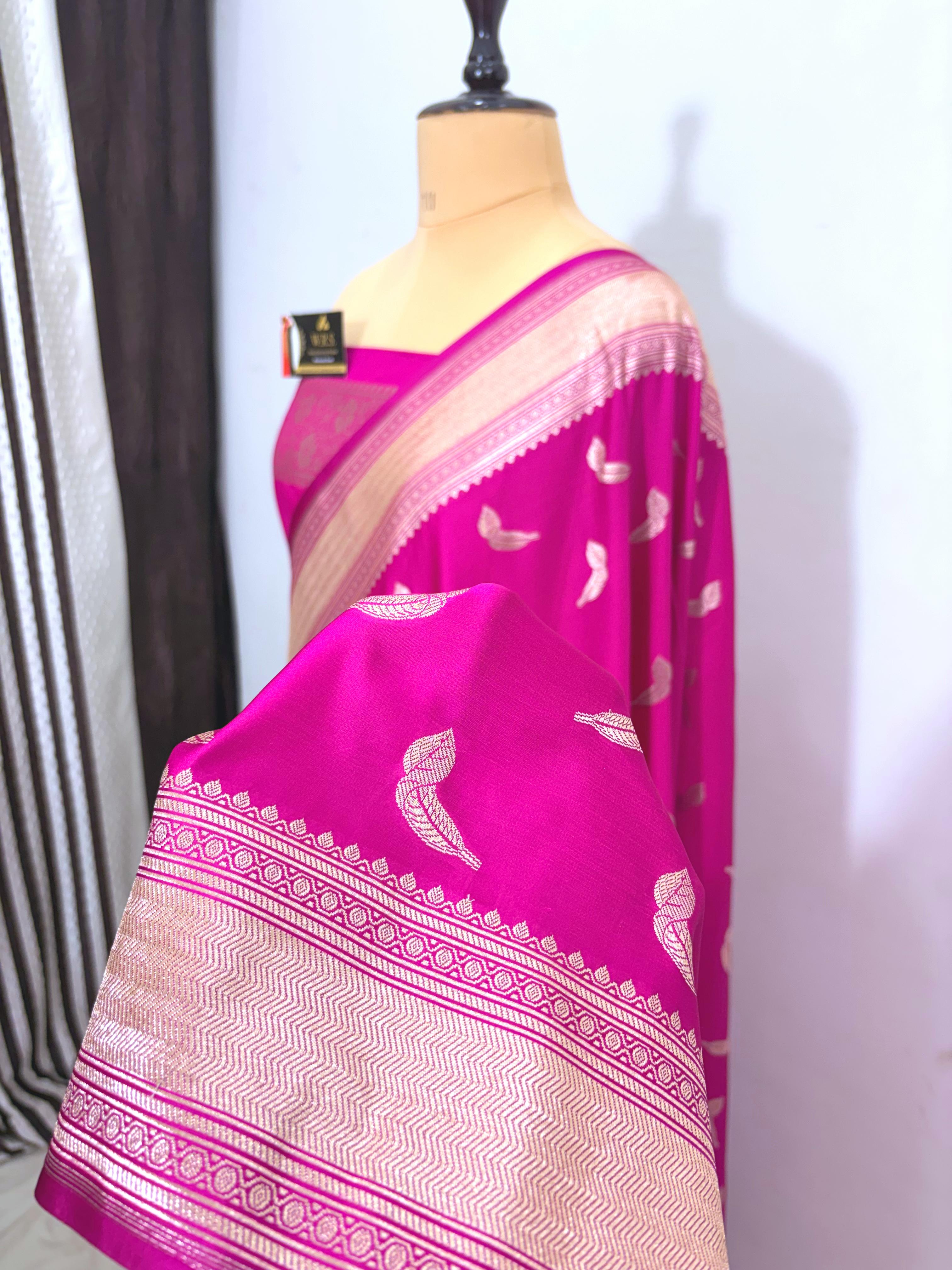 rani mushru banarasi silk saree natural booti