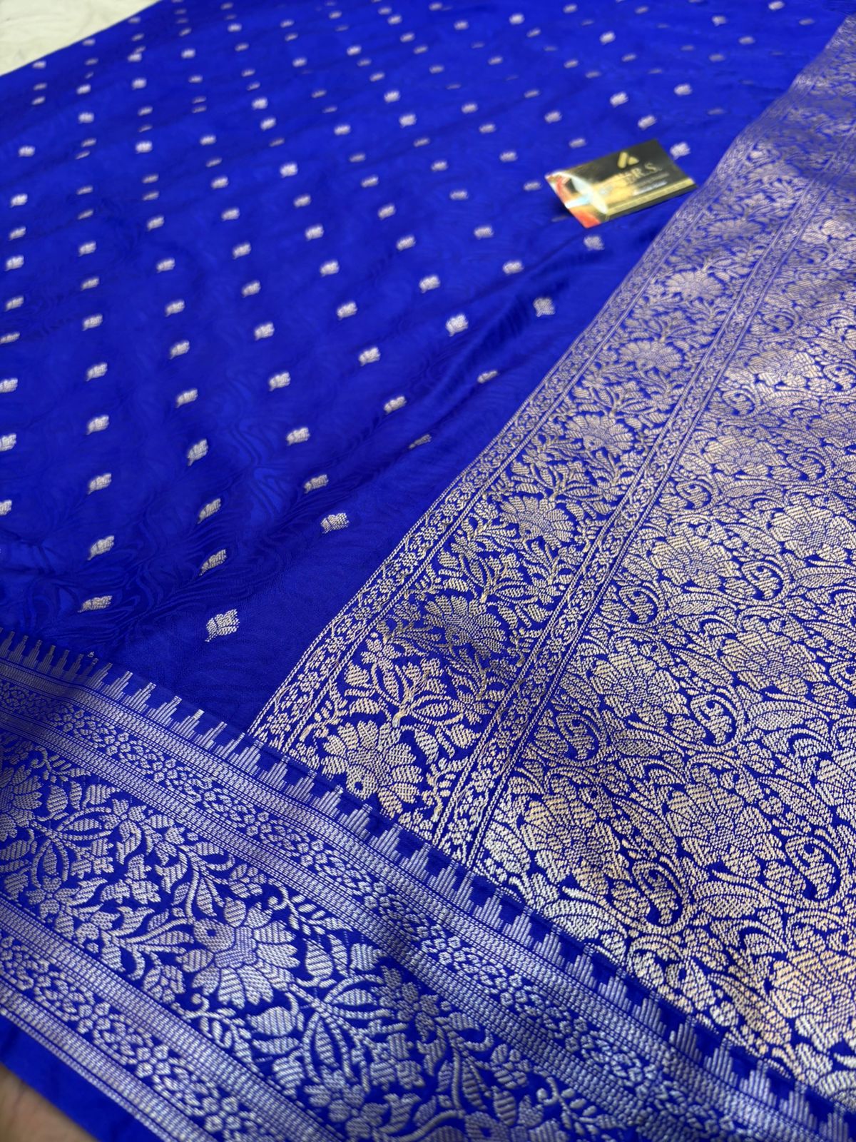 Royal blue tussar katan banarasi silk saree lite gold zari