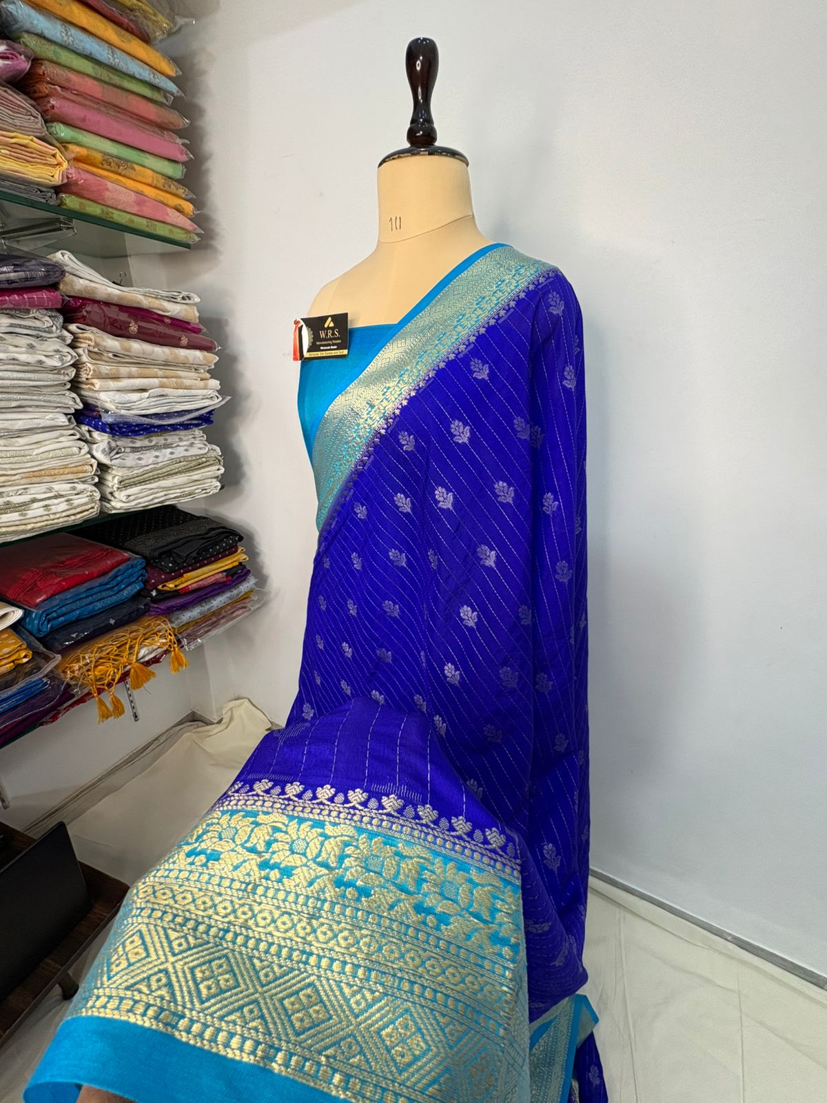 royal firozi katan silk saree lite water zari