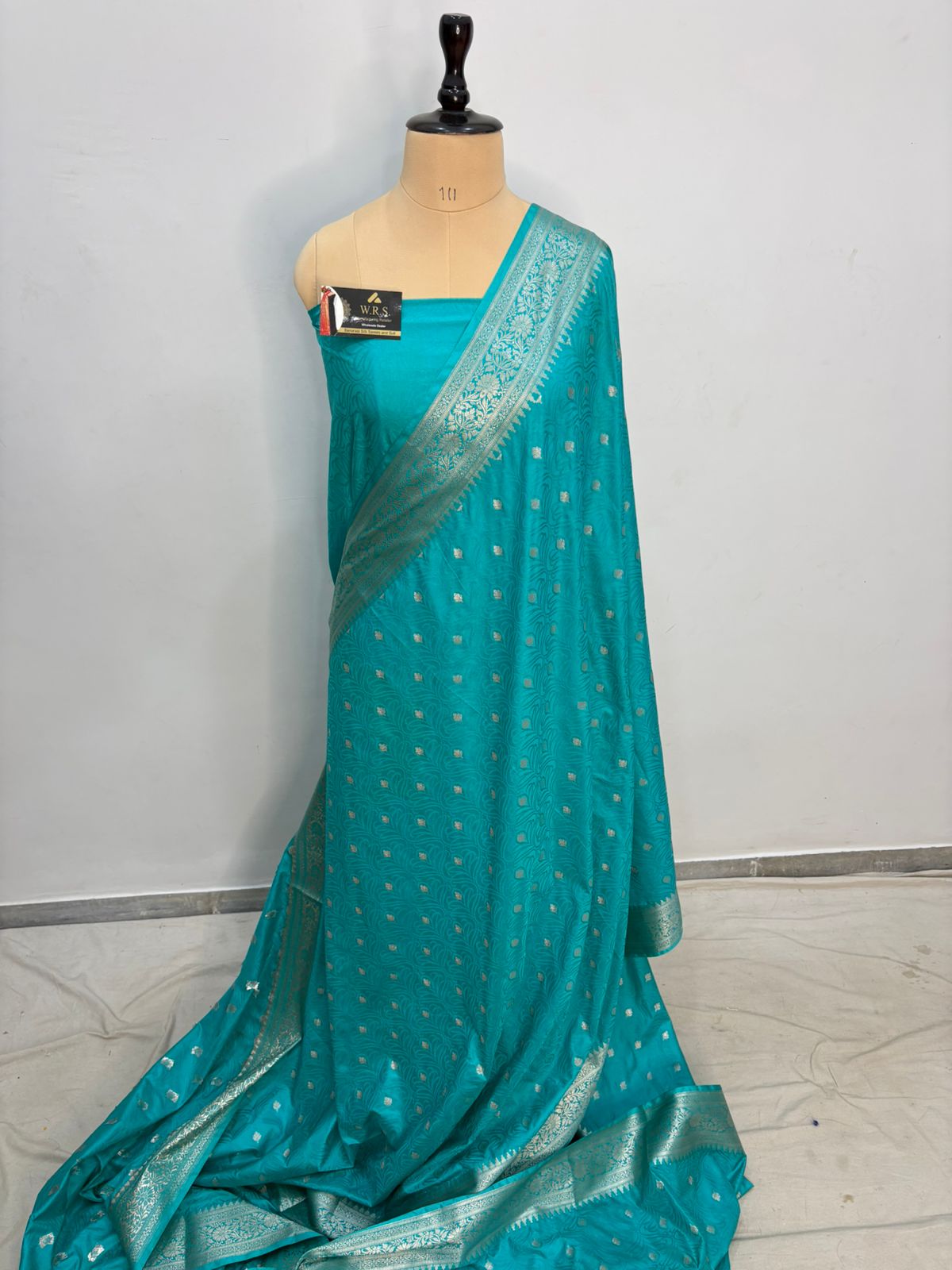 sea green banarasi katan silk saree  lite water gold zari