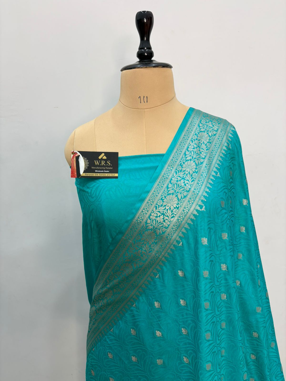sea green banarasi katan silk saree  lite water gold zari